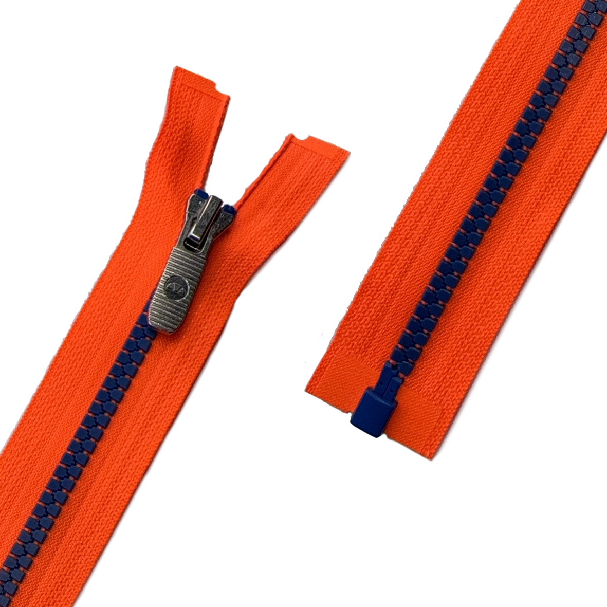Orange contrast teeth plastic zipper