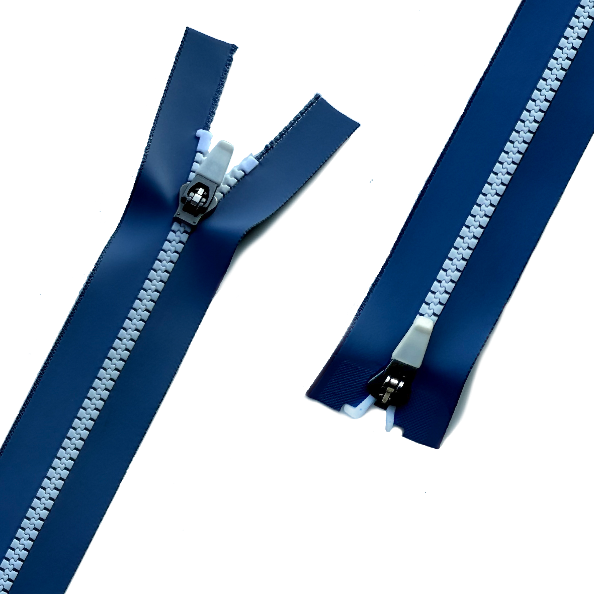 Blue waterproof plastic zipper