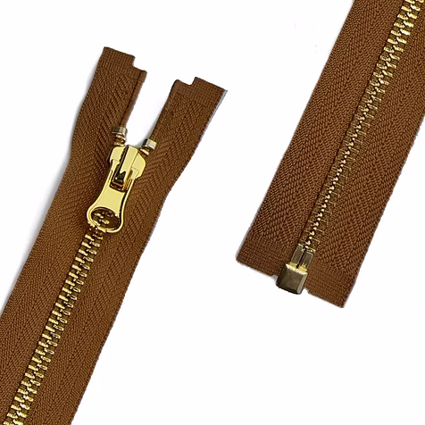 Metal shallow gold zipper